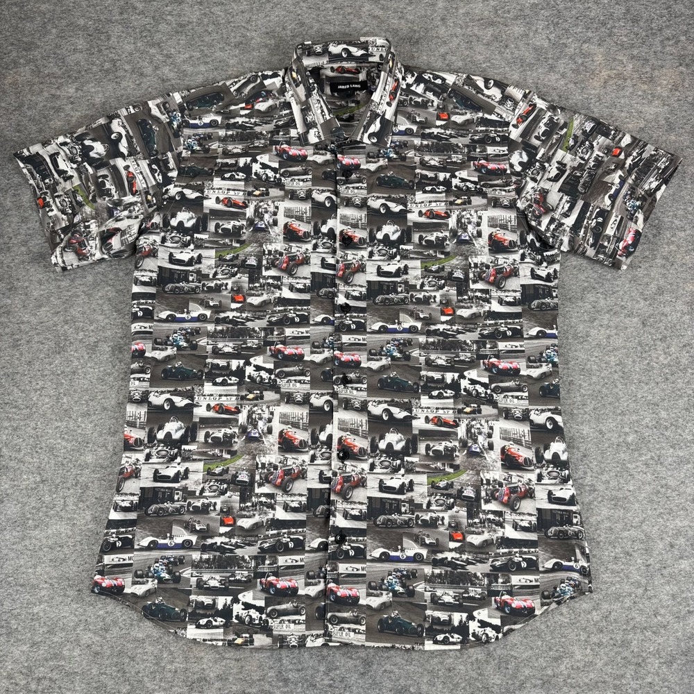Jared Lang Button Up Shirt Cars Racing Cotton Mens Large L